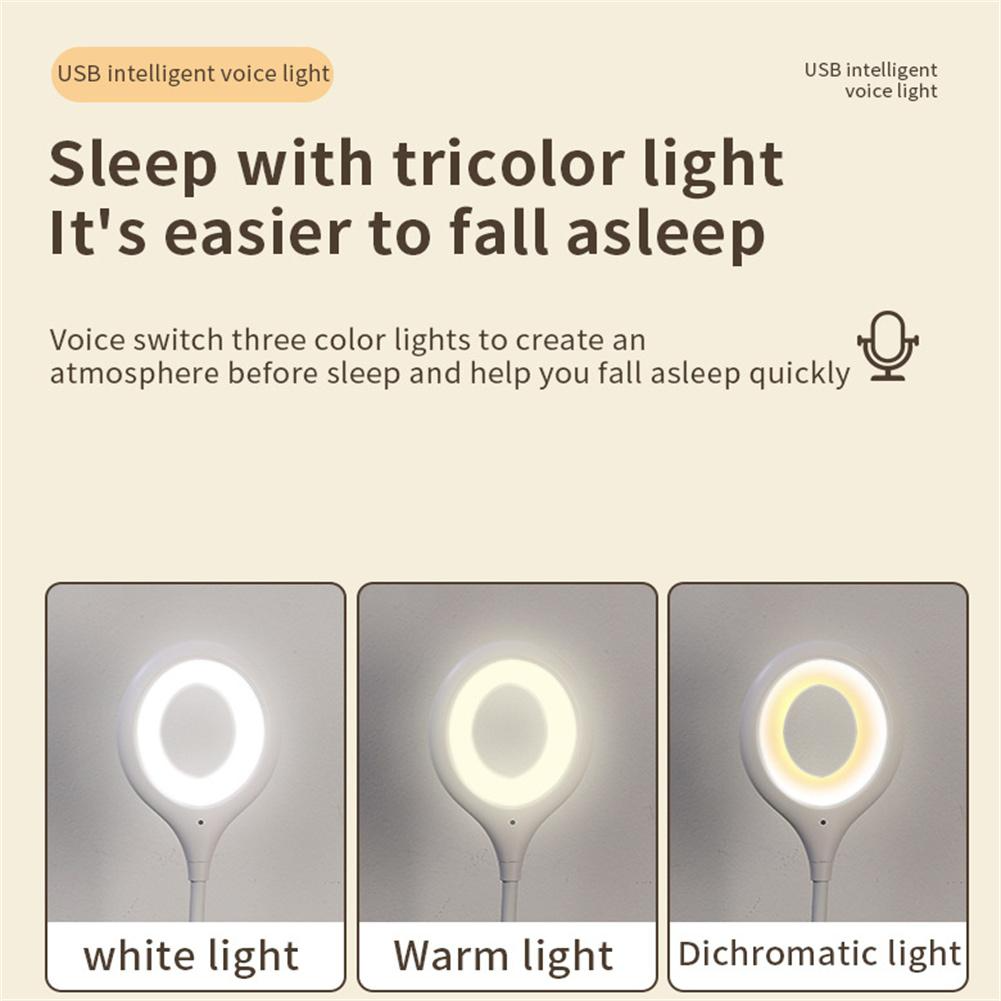 Mini Portable Led Night Light Smart Voice Control Light 360-degree Rotation