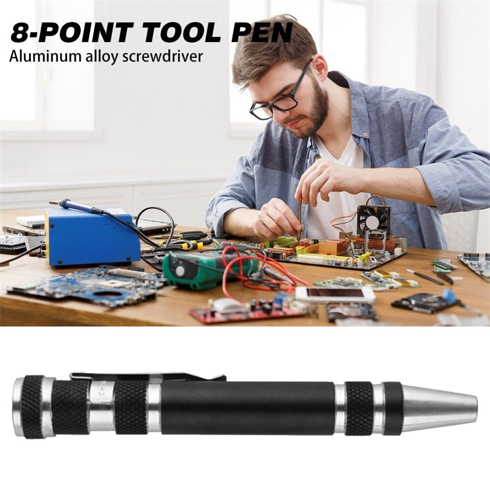 Multifunction 8 In 1 Pocket Precision Screwdriver Alu minimum Pen